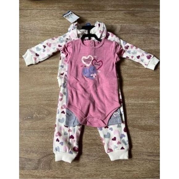 Kids Headquarters Infant 4-Piece Set, Hoodie & Jogger Bodysuit & Leggings 12M - Picture 3 of 6